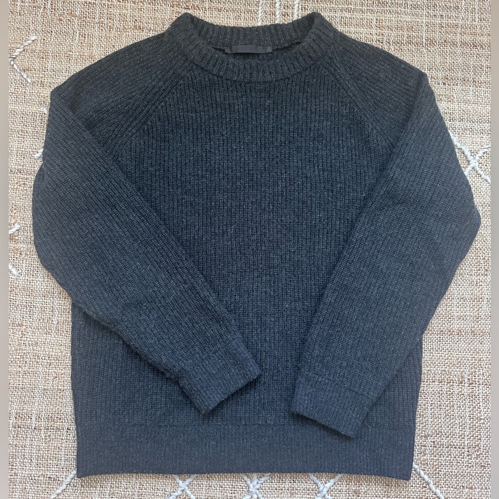 Jenni Kayne Men’s Cashmere Fisherman Sweater Charcoal Gray XL